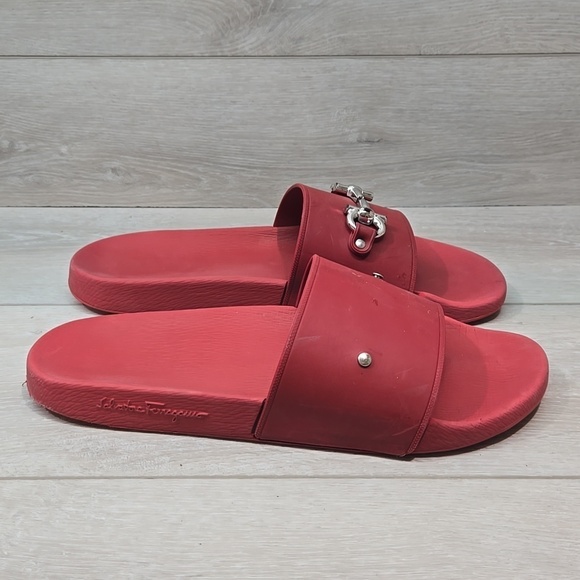 Salvatore Ferragamo Men Red Slide Sandals Shoes Sz 10M main image 12